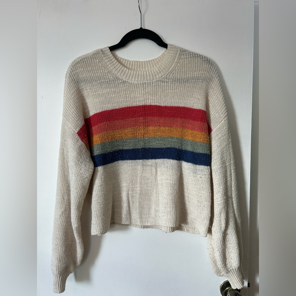American Eagle Rainbow Cropped Pullover Sweater - image 1